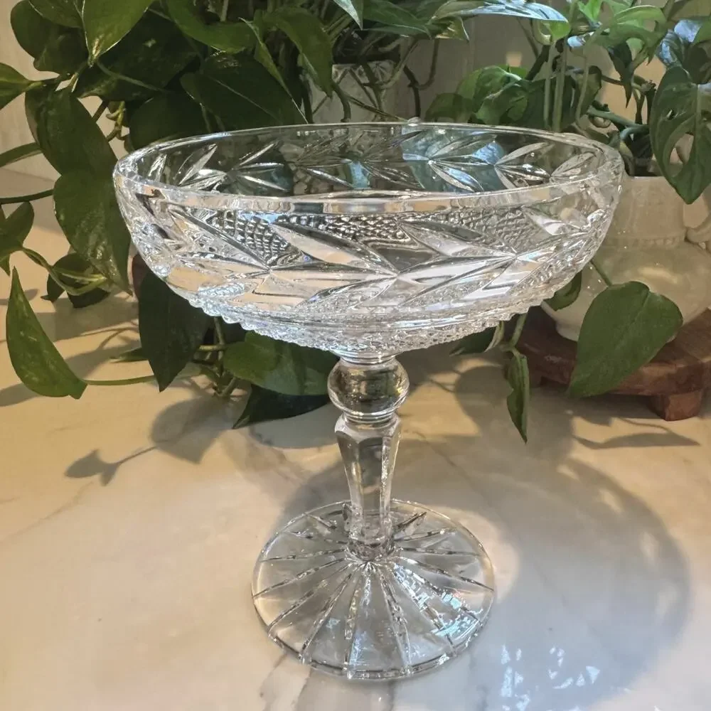 Vintage Galway Crystal “Leah” Compote – Irish Crystal Pedestal Centerpiece Bowl